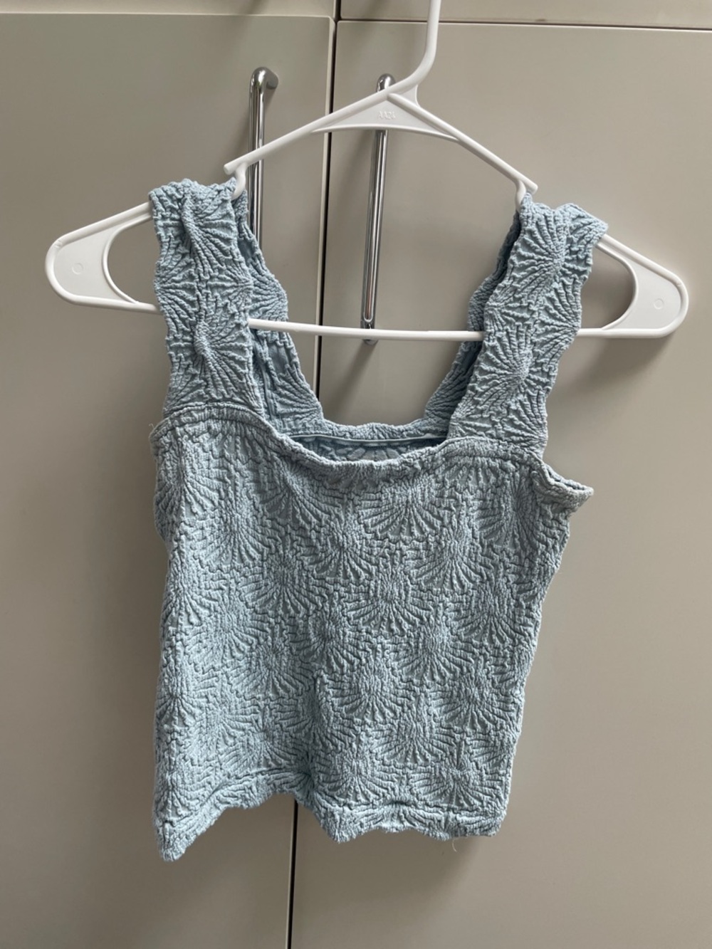 Free People Pale Blue Textured Crop Tank